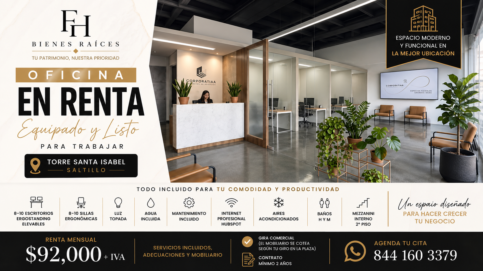 🏢 OFICINA CORPORATIVA EN RENTA | TORRE SANTA ISABEL | SALTILLO