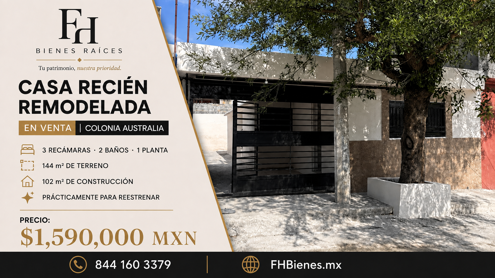 CASA RECIÉN REMODELADA EN VENTA EN COLONIA AUSTRALIA | 3 RECÁMARAS Y AMPLIO PATIO
