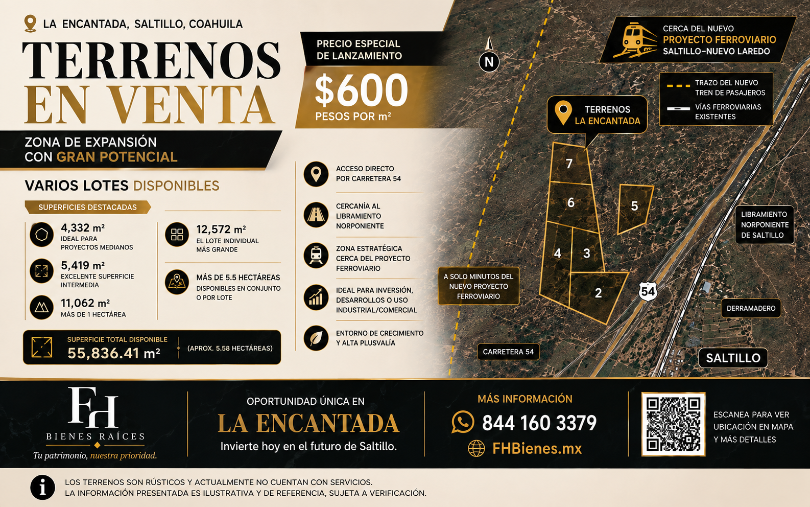 TERRENOS EN VENTAEN LA ENCANTADA, SALTILLO | DESDE 4,332 m² | $600/m²
